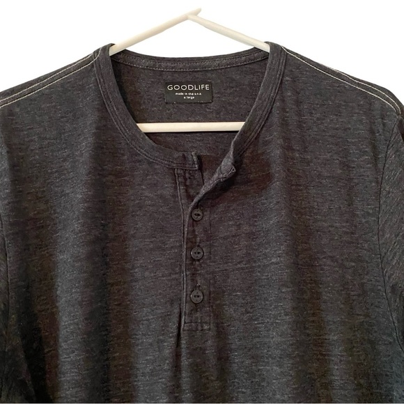 Goodlife Henley T Shirt Mens Size XL Tee Dark Grey Short Sleeve Crewneck Tshirt - Picture 2 of 9